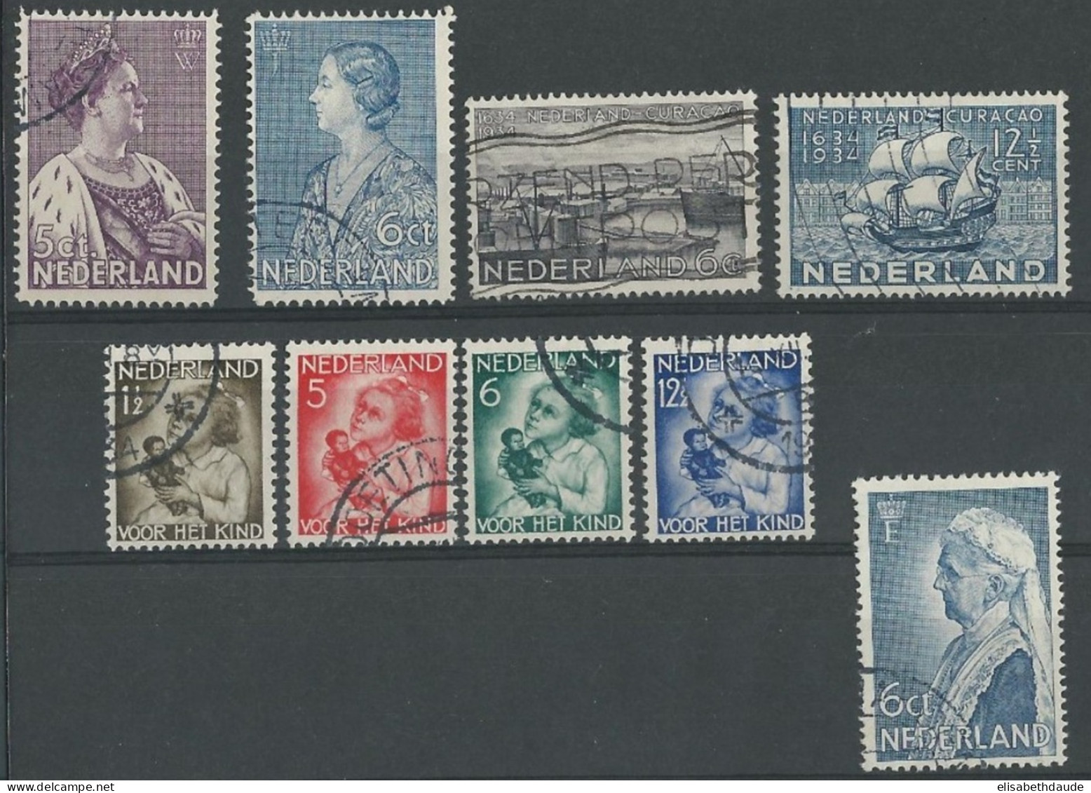 NEDERLAND - 1934 ANNEE COMPLETE - YVERT N° 263/271 OBLITERES - COTE = 44 EUROS - Années Complètes