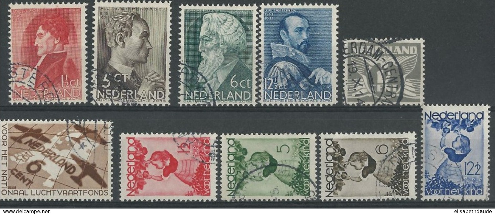 NEDERLAND - 1935 ANNEE COMPLETE - YVERT N° 272/281 OBLITERES - COTE = 44.65 EUROS - Années Complètes