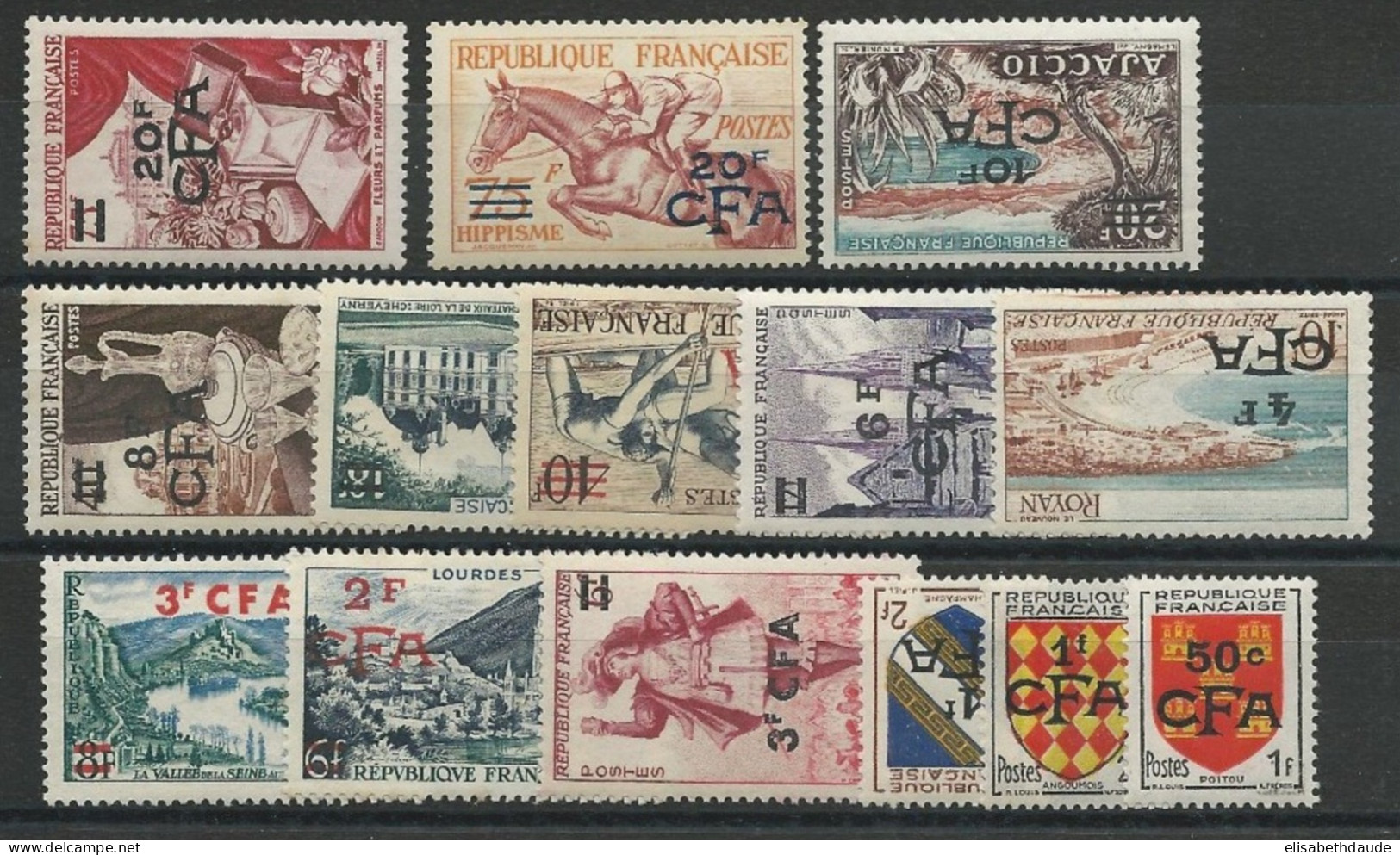 REUNION - 1953 - YVERT N° 307/319 **/* MNH/MLH (318 **/MNH !) - COTE 2022 = 180 EUROS - - Unused Stamps