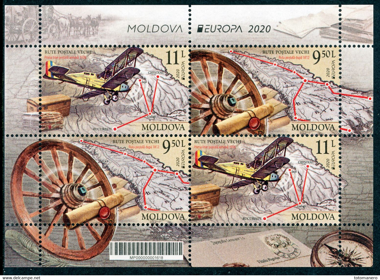 MOLDOVA/Moldawien EUROPA 2020 "Ancient Postal Routes" Minisheet For Booklet** - 2020