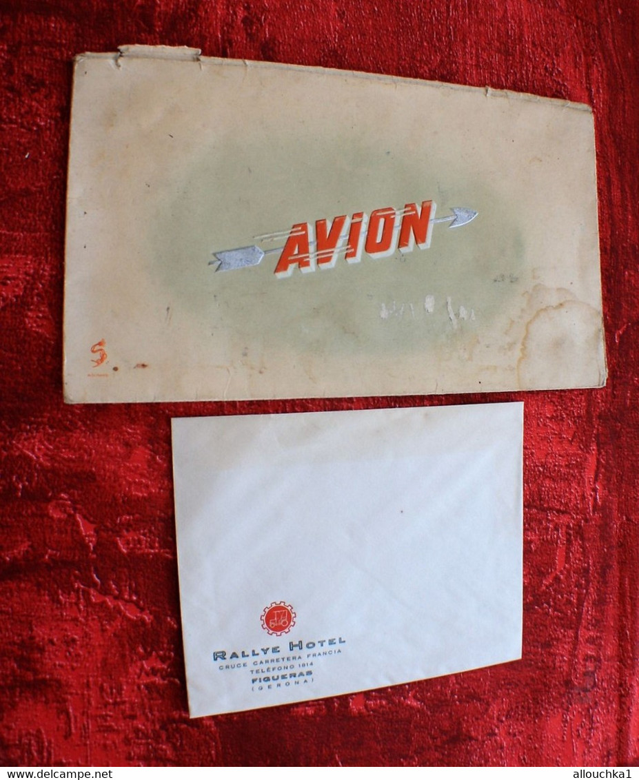 POCHETTE EN CARTON POUR BILLETS AVION Transport Aviation Commerciale Aérienne+Enveloppe Entête RALLYE HOTEL FIGUERAS ESP - Stationery