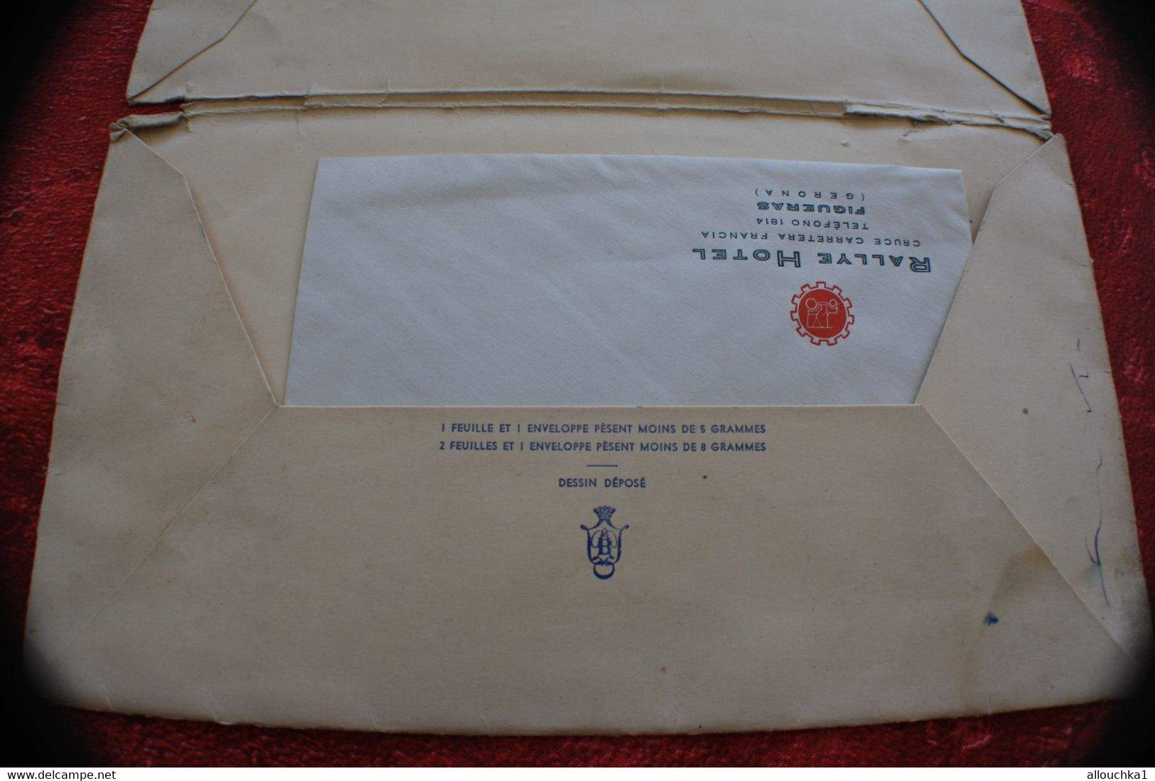 POCHETTE EN CARTON POUR BILLETS AVION Transport Aviation Commerciale Aérienne+Enveloppe Entête RALLYE HOTEL FIGUERAS ESP - Cancelleria