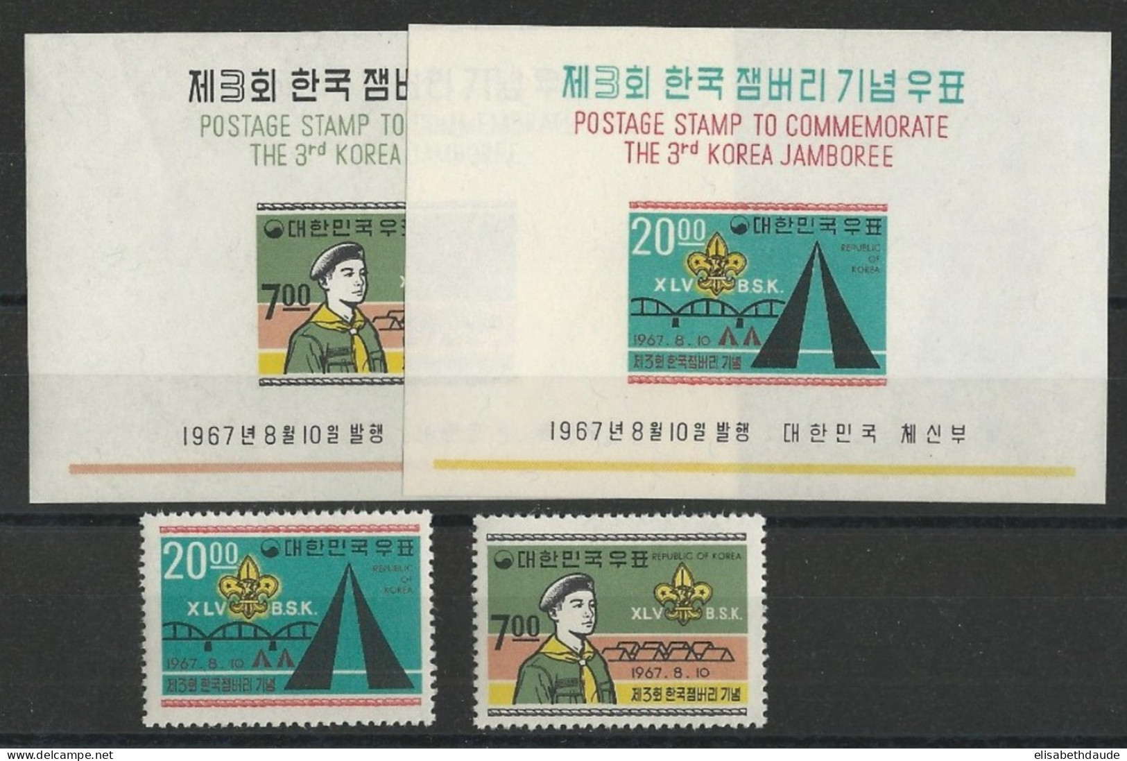 KOREA - YVERT N°469/470 + BF 138/139 ** - MNH - SCOUT - JAMBOREE - Corea Del Sur