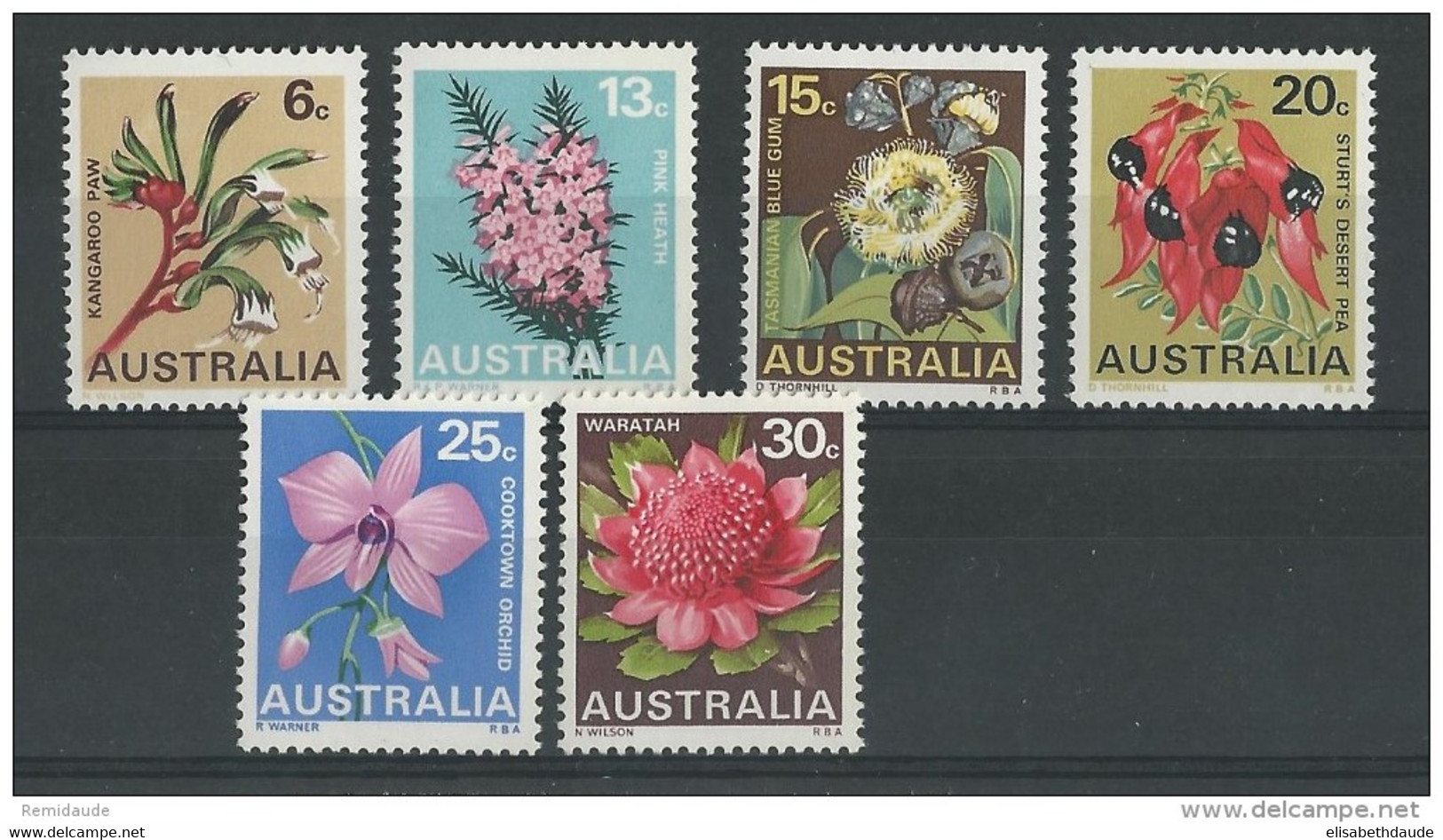 AUSTRALIA - 1968 - YVERT N° 367/372 ** - FLEURS - FLOWERS - COTE = 20 EUR. - Ungebraucht