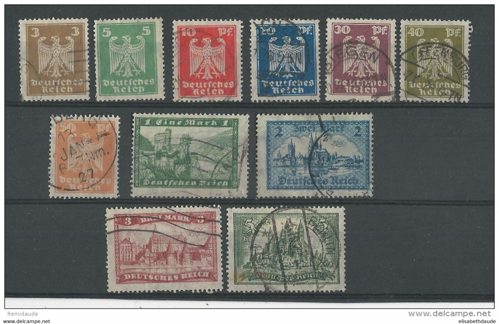 WEIMAR - YVERT N° 348/358 OBLITERES - COTE = 50 EUR. - Oblitérés