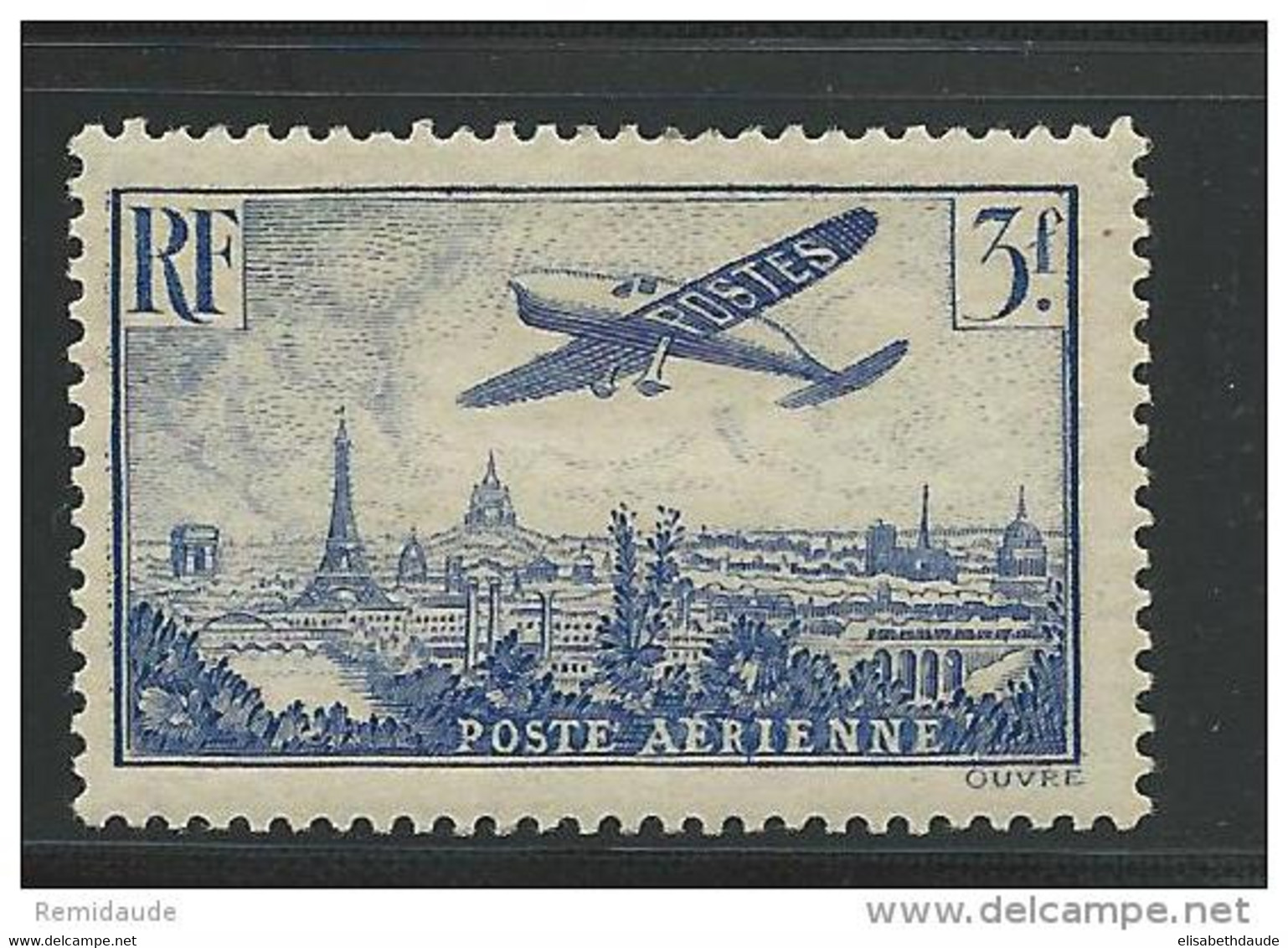 POSTE AERIENNE - YVERT N°12 * - CHARNIERE LEGERE - COTE = 25 EUROS - 1927-1959 Mint/hinged