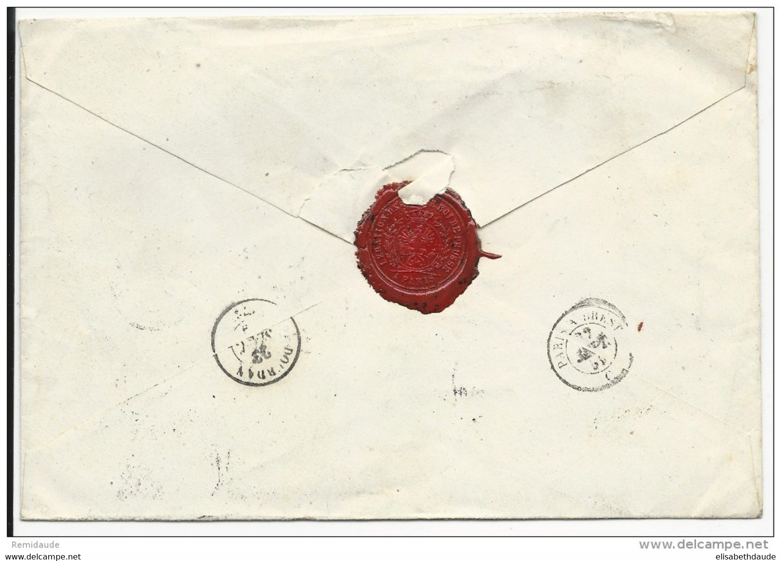 1859 - ENVELOPPE 3° ECHELON De PARIS F Pour DOURDAN - 1853-1860 Napoleon III