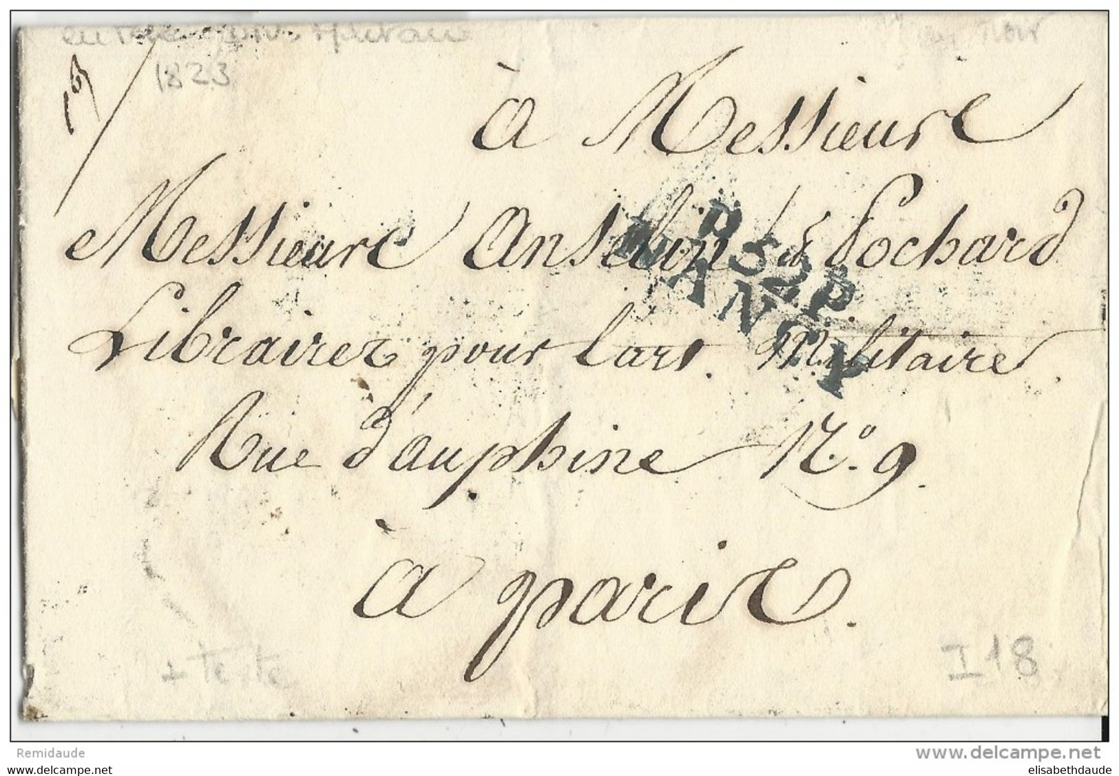 MEURTHE ET MOSELLE / DEPOT MILITAIRE ! - 1823 - LETTRE PORT PAYE BLEU !! De NANCY Pour PARIS - Armeestempel (vor 1900)