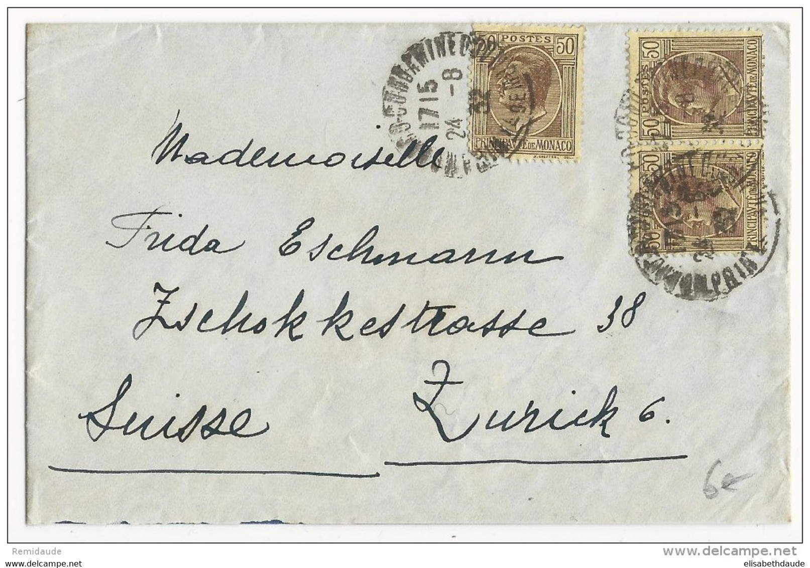MONACO - 1932 - ENVELOPPE De MONTE CARLO Pour ZÜRICH (SUISSE) - Postmarks