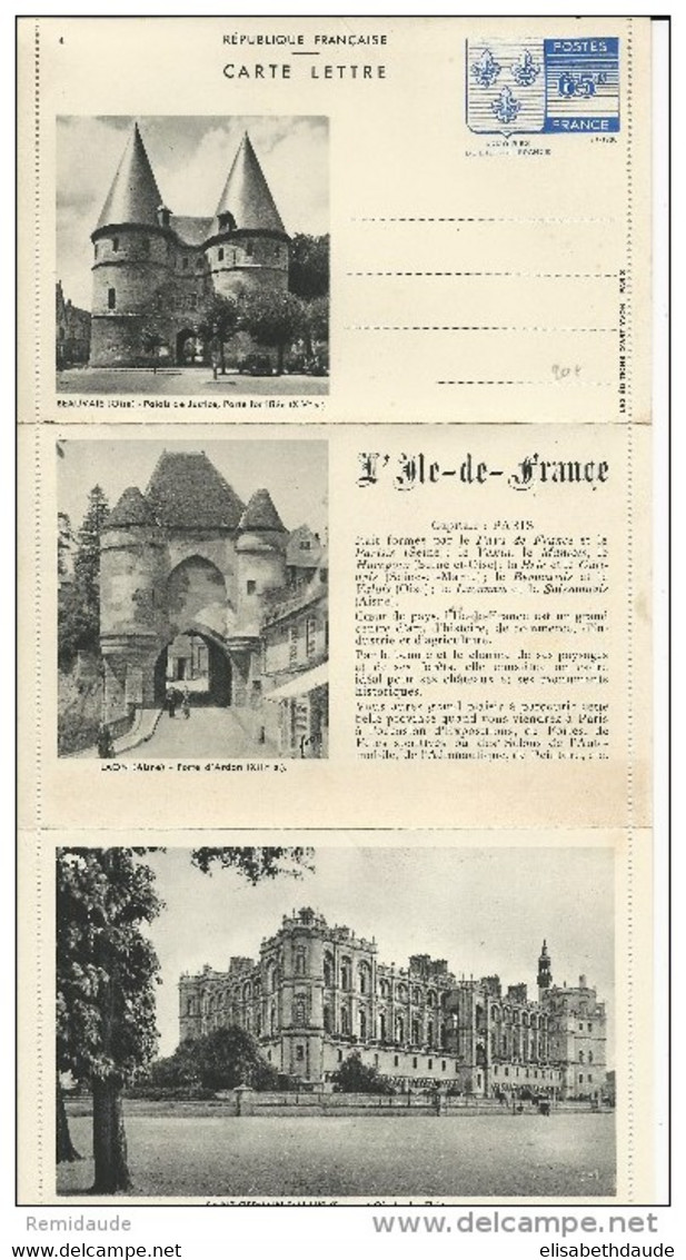 1938 - CARTE-LETTRE ENTIER ILLUSTREE "ARMOIRIES ILE DE FRANCE" Avec VUE De BEAUVAIS (OISE) - N°4 - Cartoline-lettere