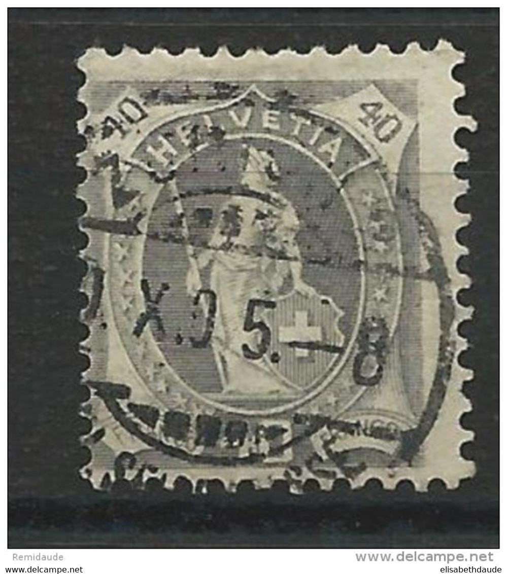 SUISSE - 1904 - YVERT N° 92 OBLITERE - COTE = 35 EURO - MARQUE DE CONTROLE AU DOS - Usados