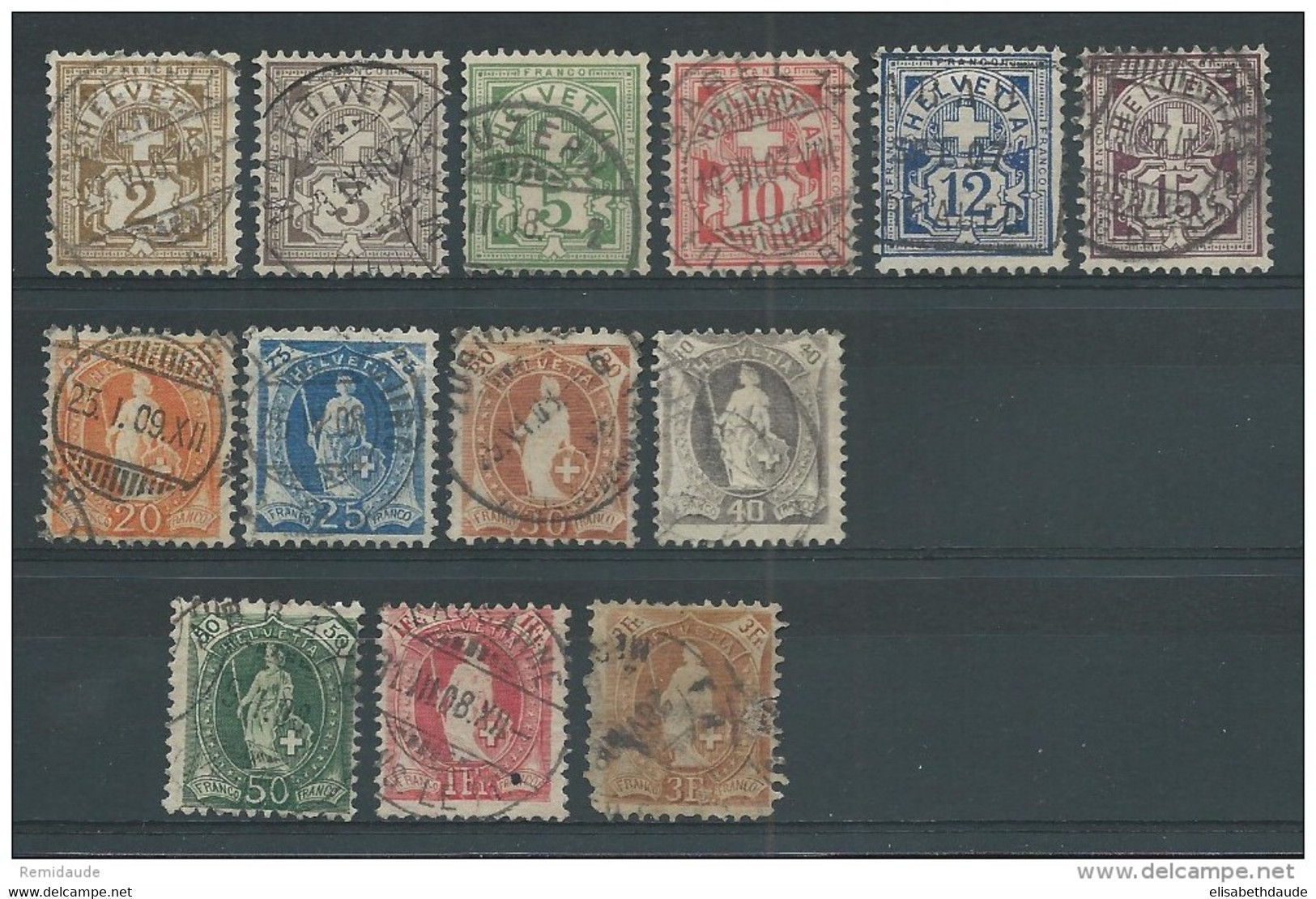 SUISSE - 1905 - YVERT N° 100/112 OBLITERES - COTE = 311 EURO - - Used Stamps