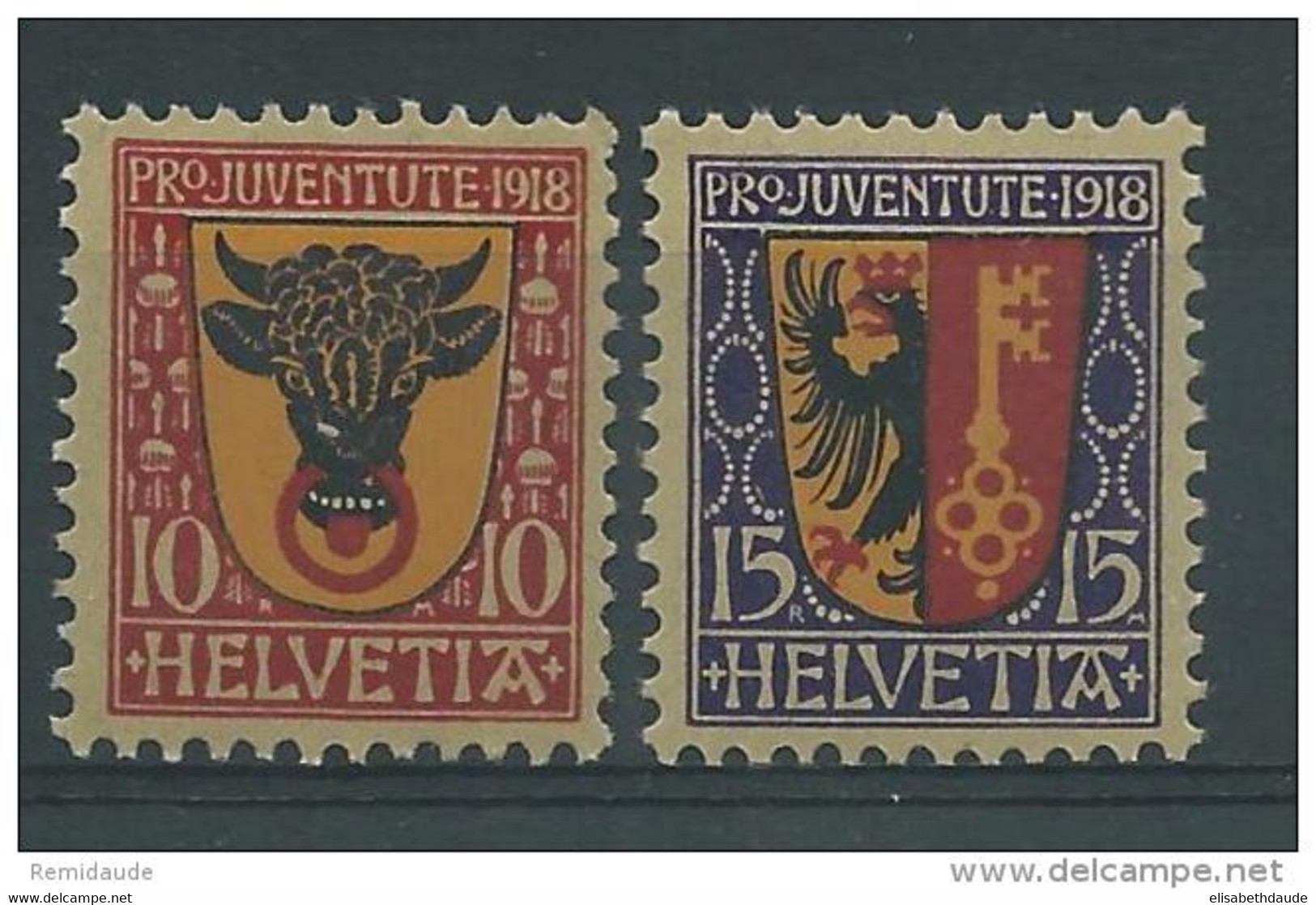 SUISSE - 1918 - YVERT N° 168/169 ** MNH  - COTE = 70 EURO - PRO JUVENTUTE - Ungebraucht