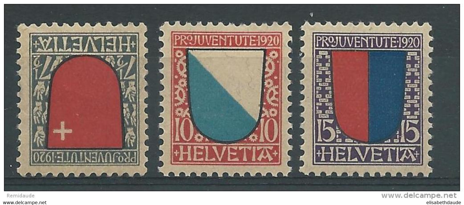 SUISSE - 1920 - YVERT N° 176/178 **/* - COTE = 40 EURO - - Neufs