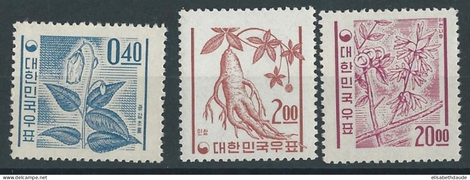 KOREA - YVERT N° 283A + 276+ 279 ** - MNH - FLEURS - PLANTES - FLOWERS - Korea, South