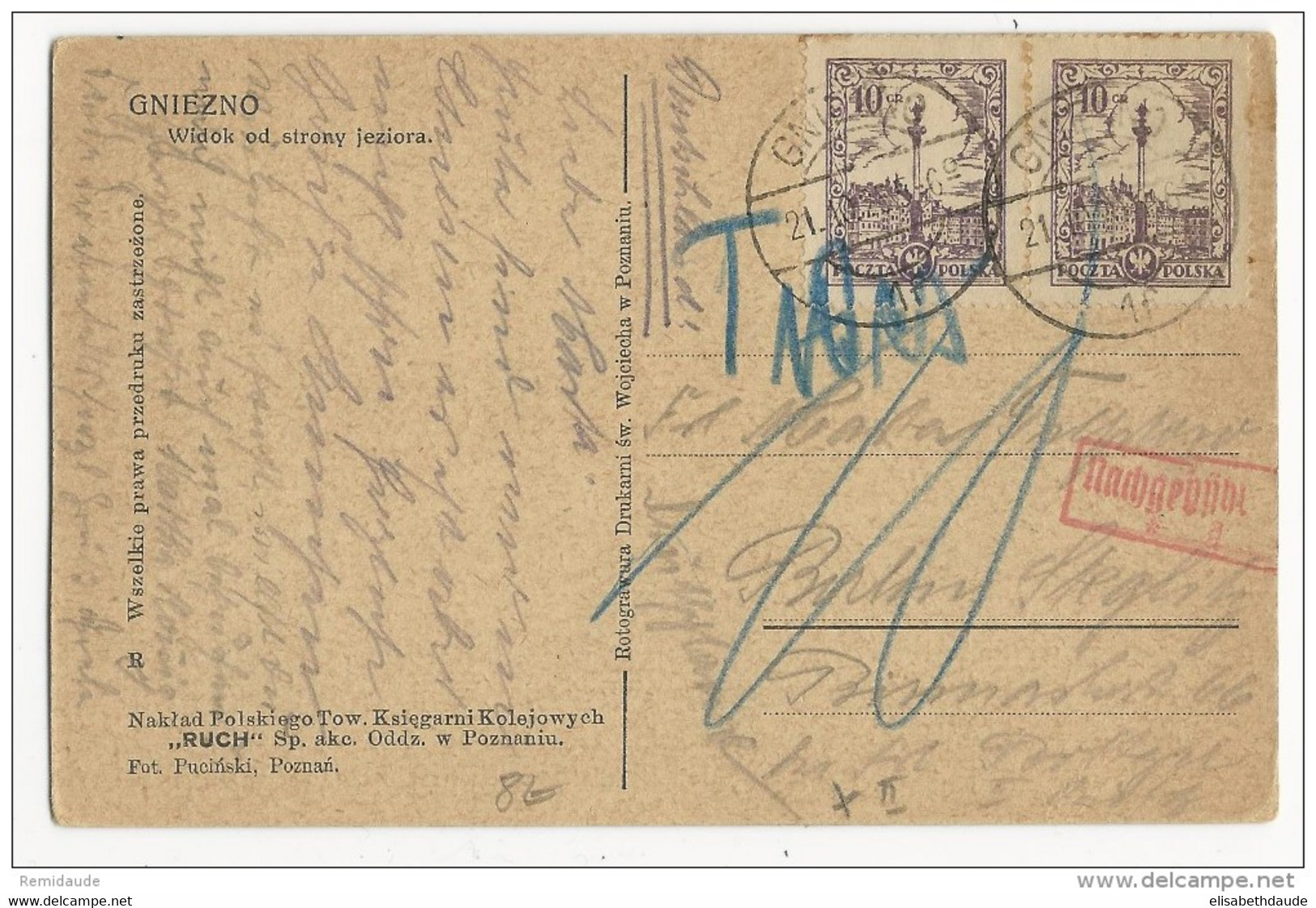 POLOGNE - 1935 - CARTE De GNIEZNO Pour BERLIN Avec TAXE ALLEMANDE - Briefe U. Dokumente