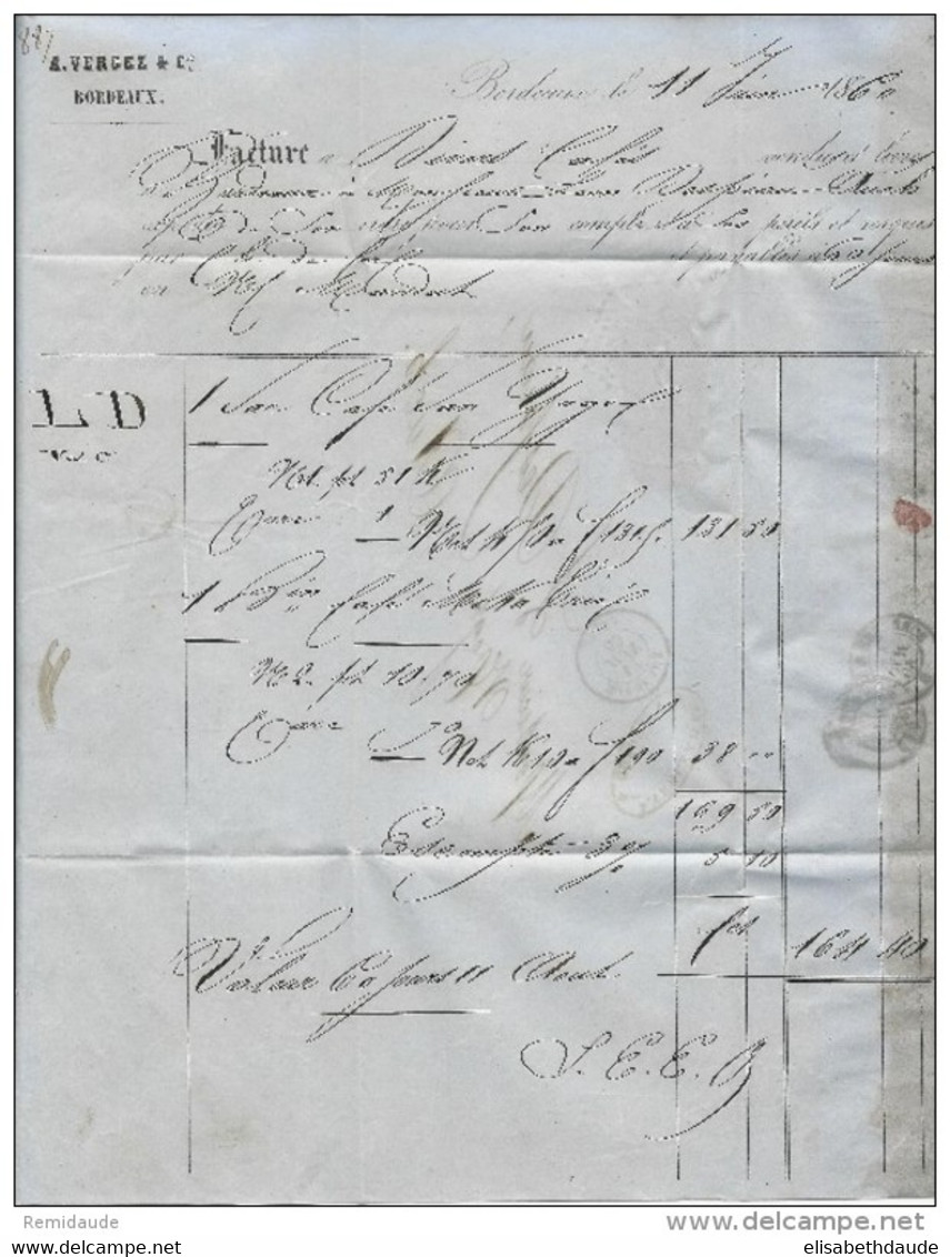 1860 - EMPIRE 10c TYPE 1 EN PAIRE SUR LETTRE De BORDEAUX Pour AUCH - 1853-1860 Napoleon III