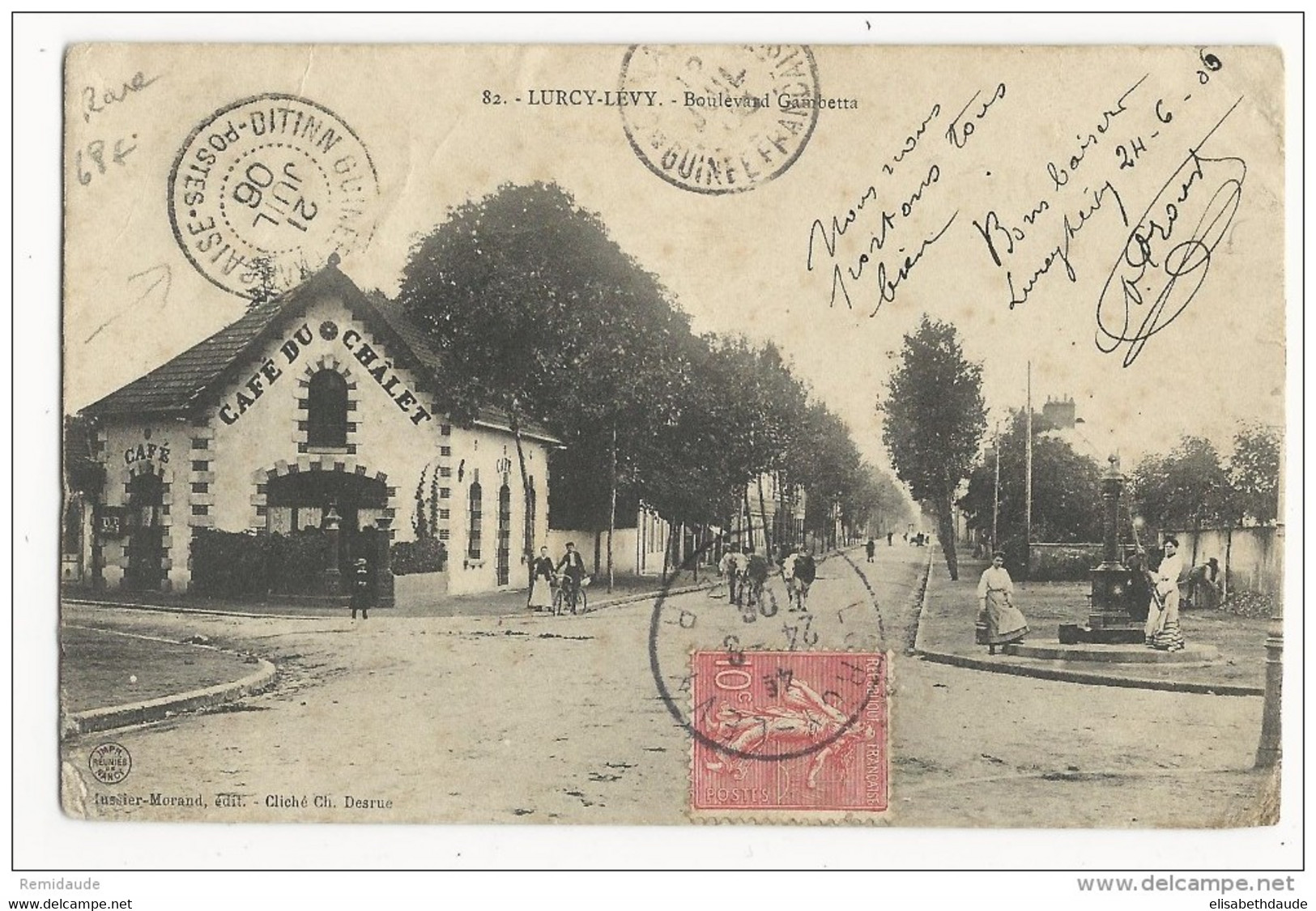 1906 - TRES RARE OBLITERATION LOCALE De DITINN (GUINEE FRANCAISE) Sur CP De BURCY-LEVY (ALLIER) Via DAKAR - Lettres & Documents