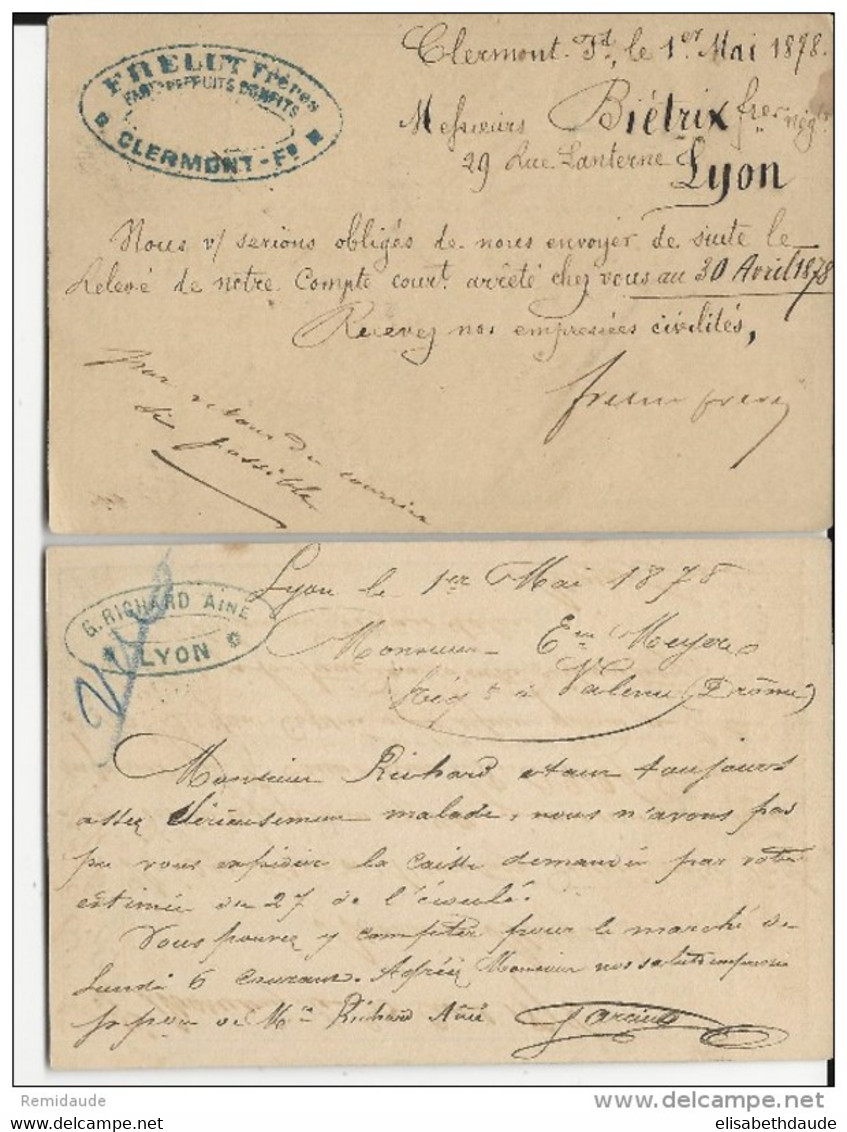 1 MAI 1878 - 1° JOUR DU TARIF à 10c (AU LIEU De 15c) POUR CP - 2 CARTES PRECURSEURS Dont UNE Avec ANCIEN TARIF (15c) - Voorloper Kaarten