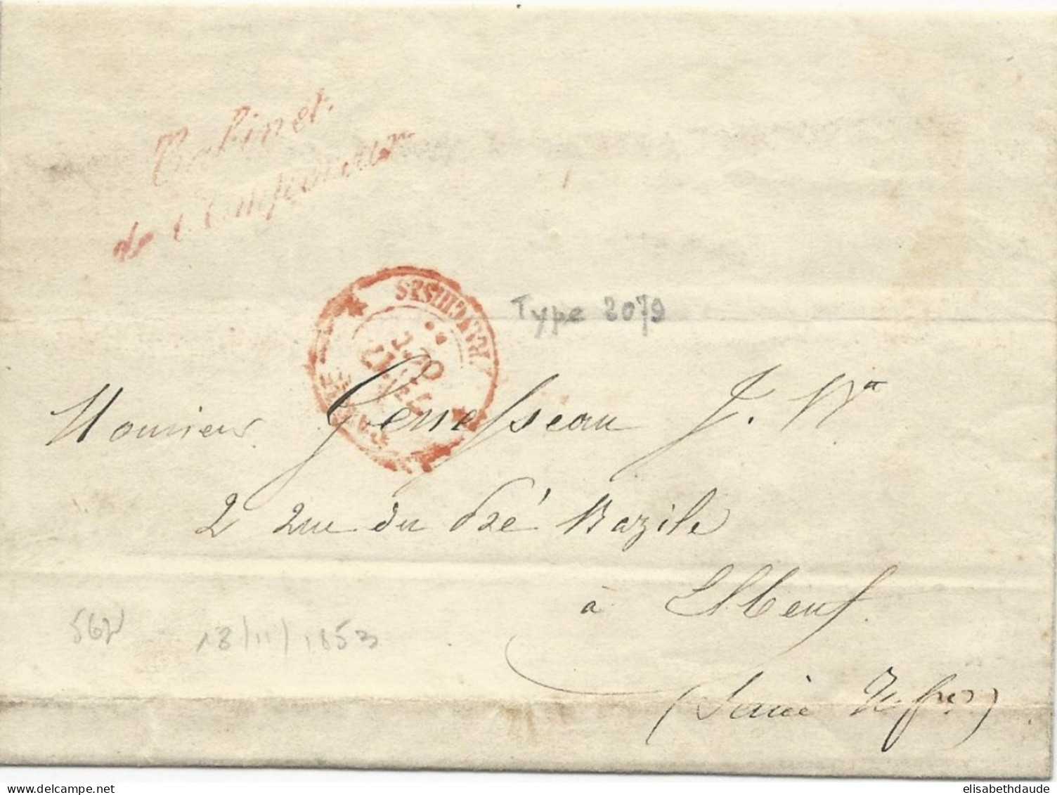 1858 - LETTRE De La COMMISSION PETITIONS Du CONSEIL D'ETAT Avec MARQUE De FRANCHISE CABINET De L'EMPEREUR Pour ELBEUF - Burgerlijke Brieven Zonder Portkosten