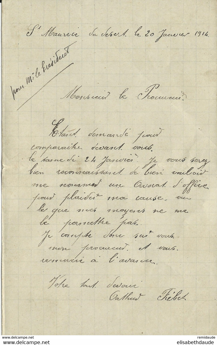 1914 - ENVELOPPE En FRANCHISE De L'ADMINISTRATION PENITENTIAIRE De ST MAURICE => PARIS REEXPEDIEE à DOMFRONT (ORNE) - Lettres Civiles En Franchise