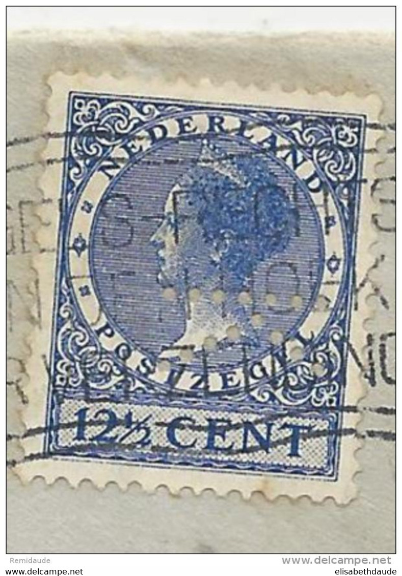 1939 - NEDERLAND - PERFORE "K" - PERFIN - ENVELOPPE De AMSTERDAM Pour PARIS - Poststempel