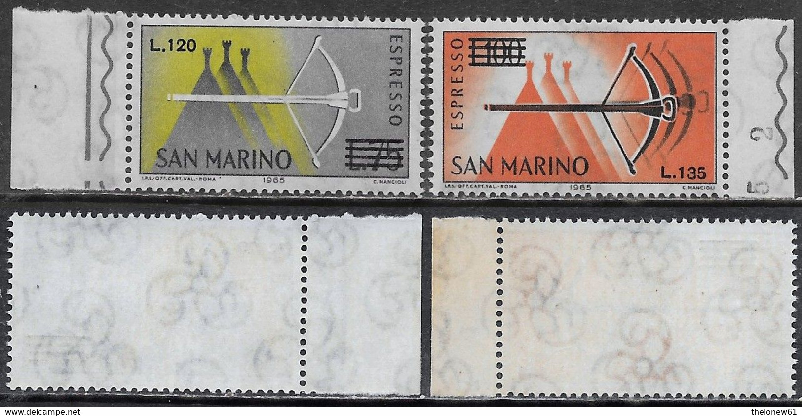 San Marino 1966 Espresso Balestra Soprastampati Bordo Sa N.E25-E26 Completa Nuova Integra MNH ** - Express Letter Stamps