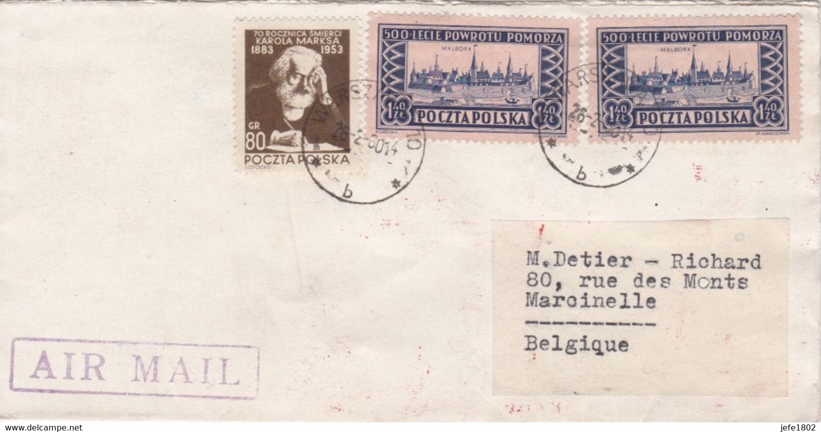 Air Mail To Marcinelle (Belgium) - Sonstige & Ohne Zuordnung