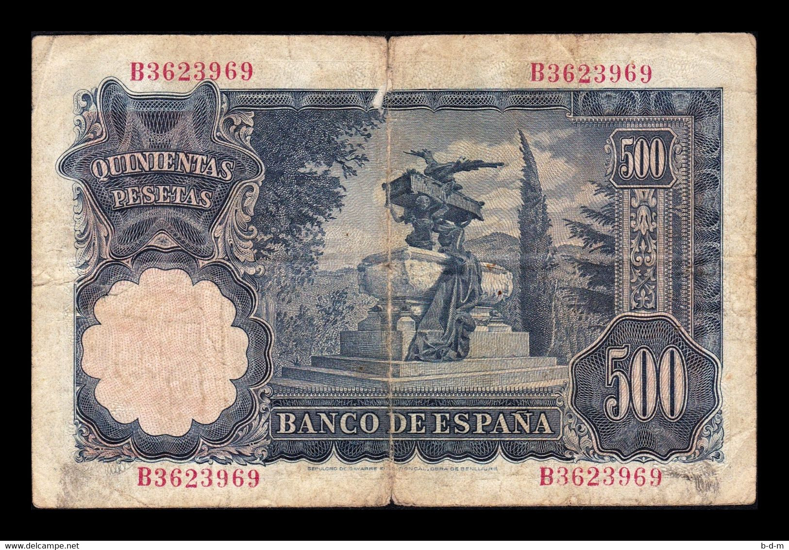 España Spain 500 Pesetas Mariano Benlliure 1951 Pick 142 Serie B BC F - 500 Peseten