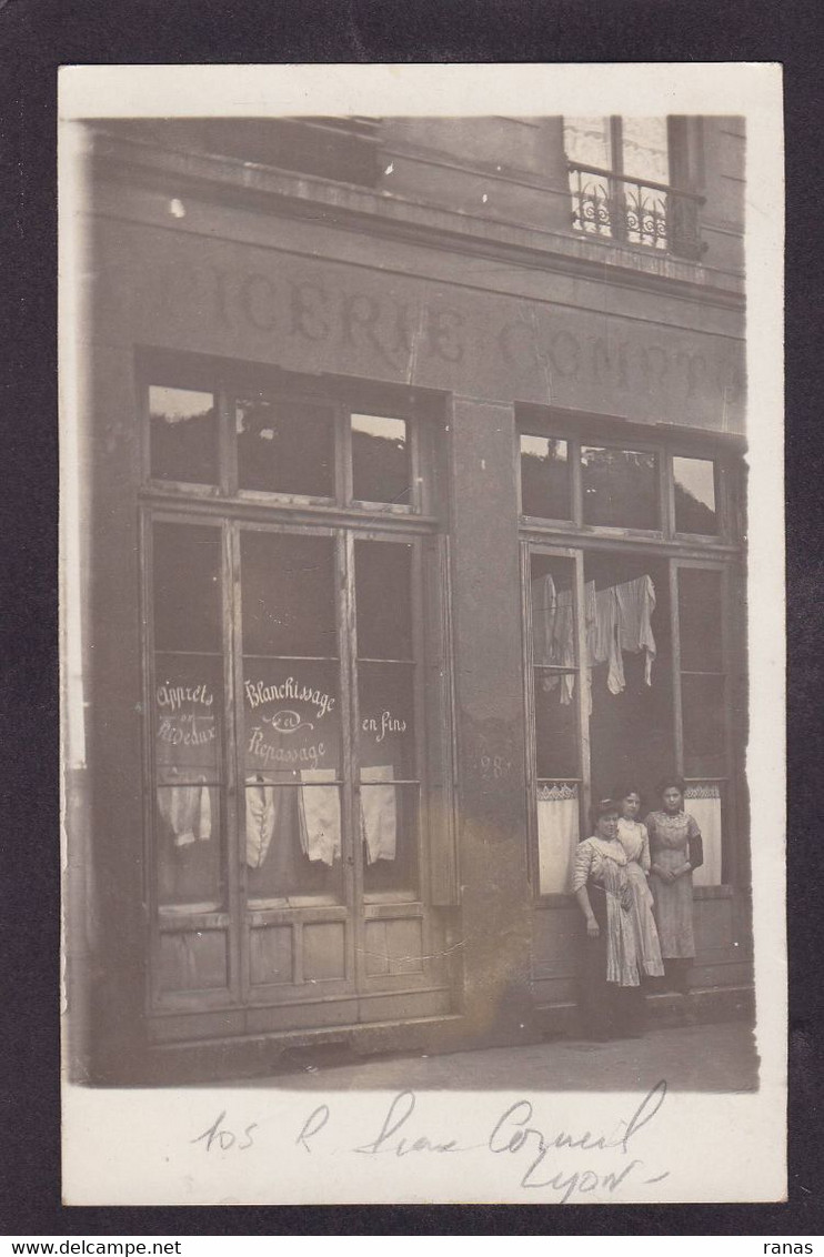 CPA Rhône 69 Lyon Commerce Magasin écrite Carte Photo - Sonstige & Ohne Zuordnung