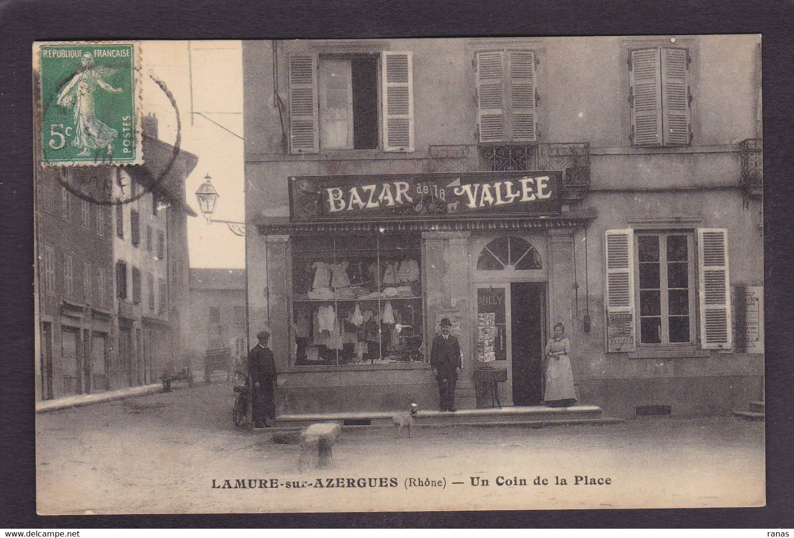 CPA Rhône 69 Lamure Sur Azergues Bazar Commerce Devanture Magasin Circulé - Lamure Sur Azergues