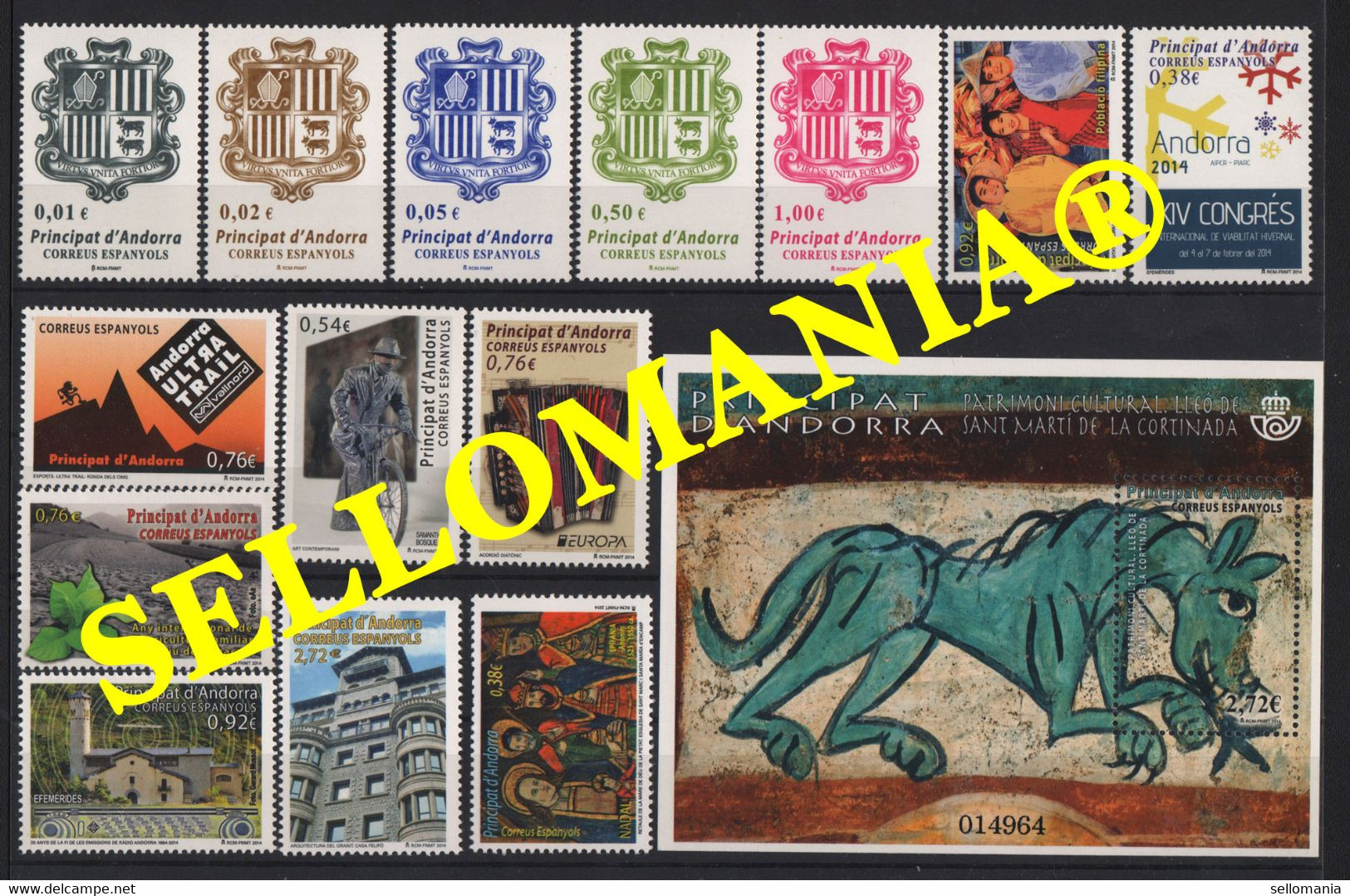 ANDORRA ESPAÑOLA AÑO 2014 COMPLETO EN NUEVO SIN CHARNELA MNH ** TC23855 - Ongebruikt