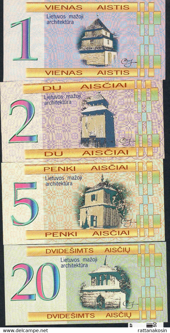 LITUANIA NLP ARCHITEKTURA 1,2,5,20,50,100 AISCIU 2002 ALL SAME LOW # 000482   COMPLETE SET  UNC. - Litauen