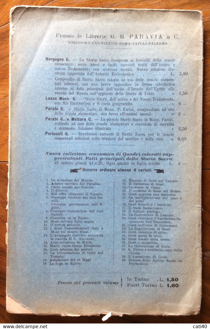 RELIGIONE - STORIA SACRA INFANTILE VECCHIO E NUOVO TESTAMENTO - ED. EREDI BOTTA Con 32 Incisioni  - 60 Pagine - A Identifier