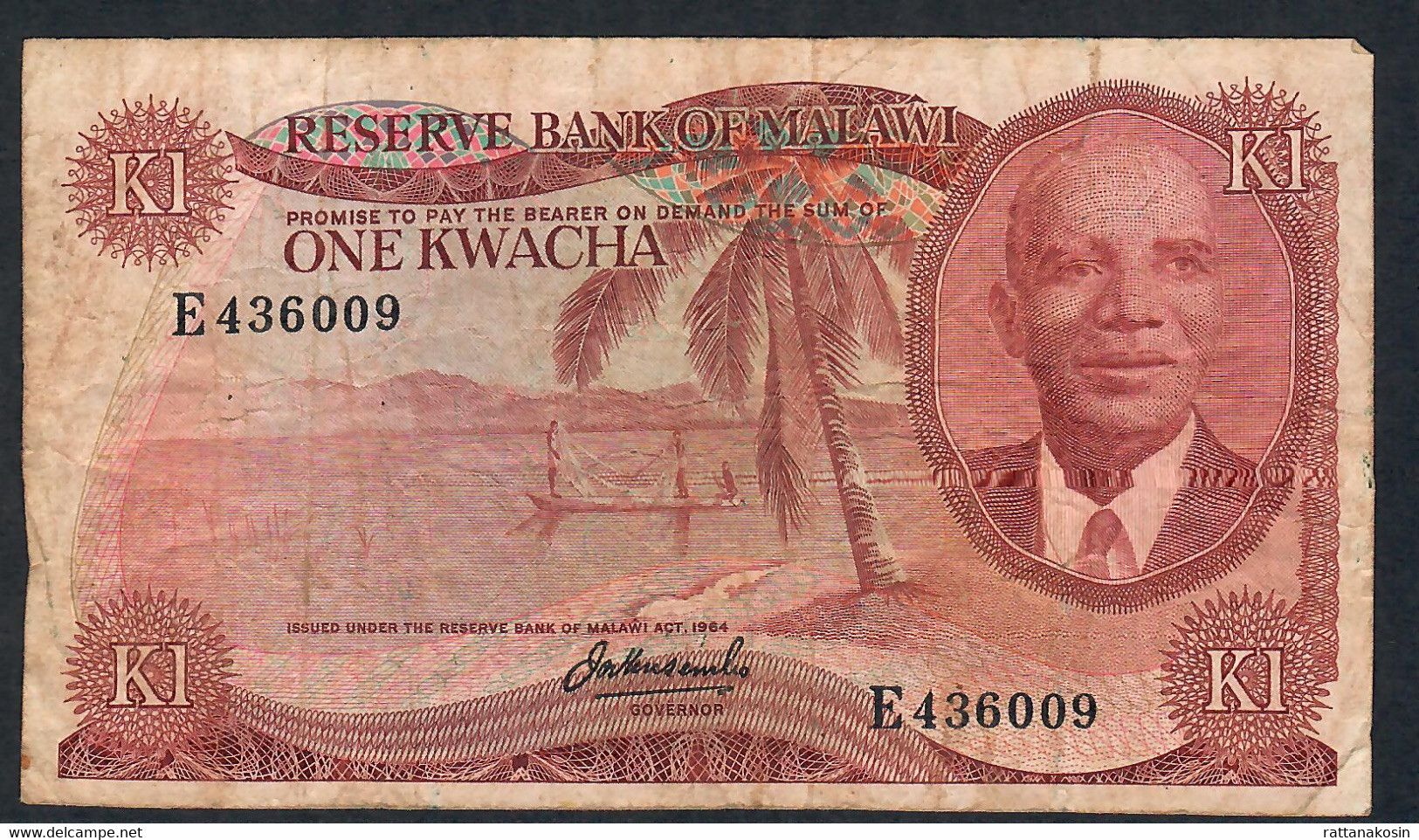 MALAWI P10a 1 KWACHA 1973  #E   FINE FOLDS NO P.h. ! - Malawi