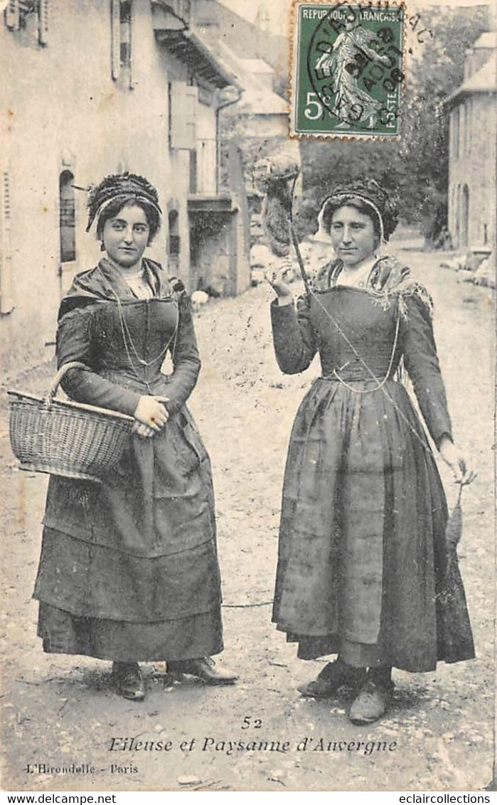 Non Localisé. Auvergne. Cantal   15       Fileuse à La Quenouille Et Paysanne Edition   L' Hirondelle 52 (Voir Scan) - Otros & Sin Clasificación