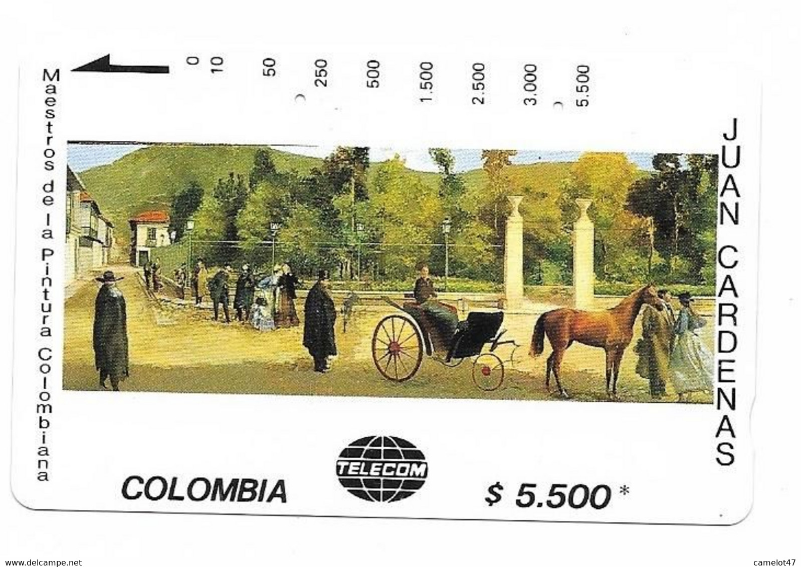 Colombia Tamura Used Phone Card, No Value, Collectors Item. Painting # Colombia-16 - Colombie