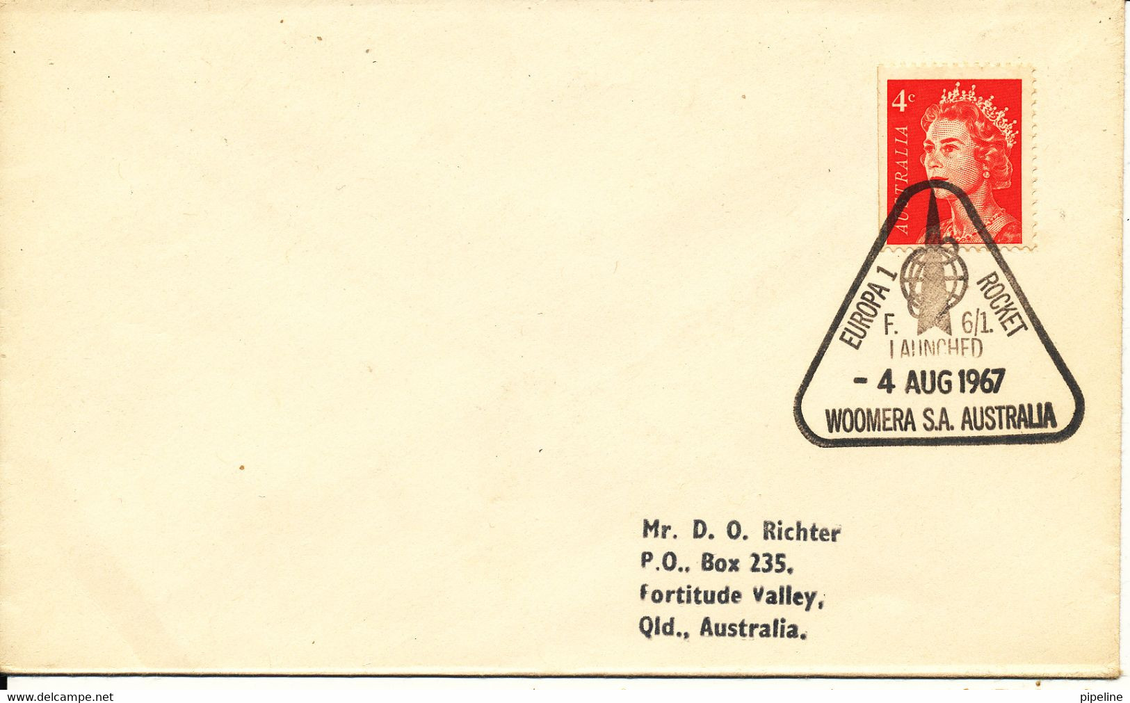 Australia Cover Woomera 4-8-1967 Europa 1 Rocket F 6-1 Launced - Océanie