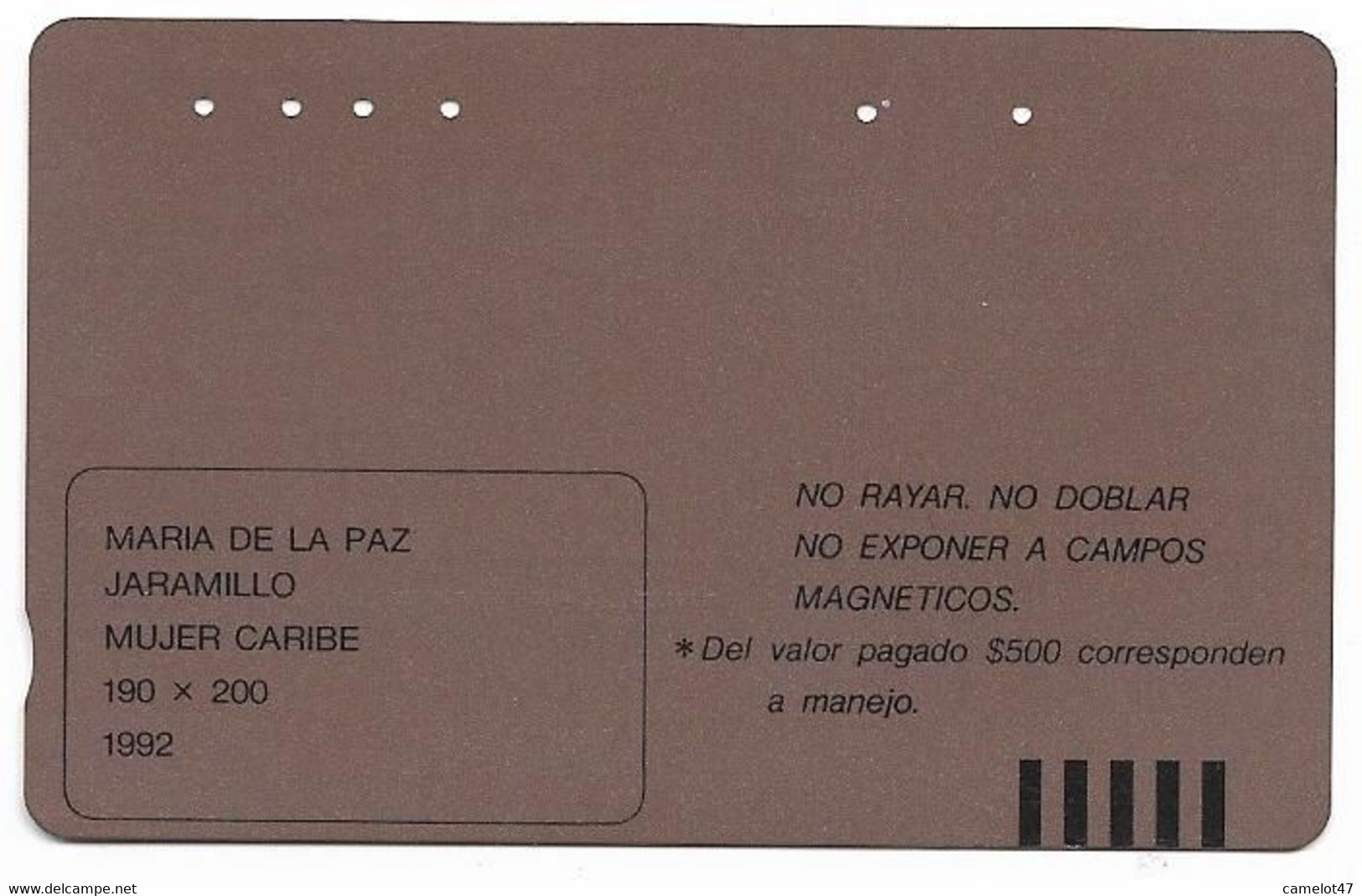 Colombia Tamura Used Phone Card, No Value, Collectors Item. Painting # Colombia-25 - Colombia