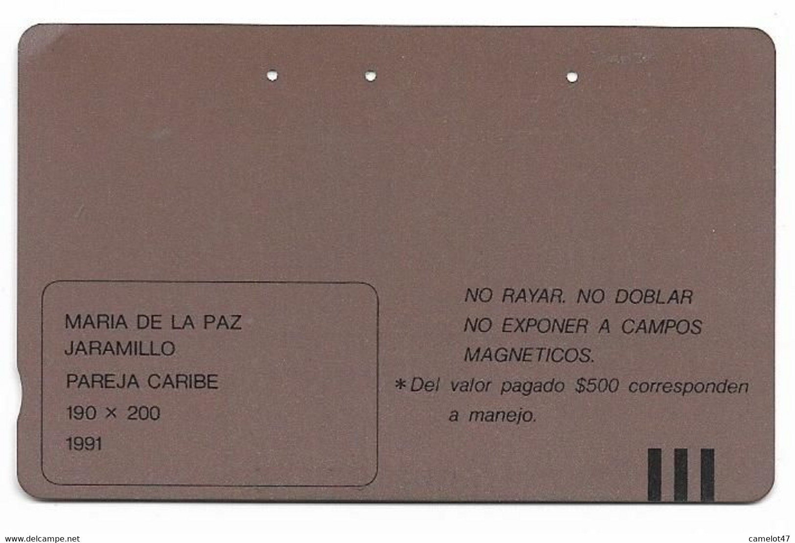 Colombia Tamura Used Phone Card, No Value, Collectors Item. Painting # Colombia-27 - Colombia