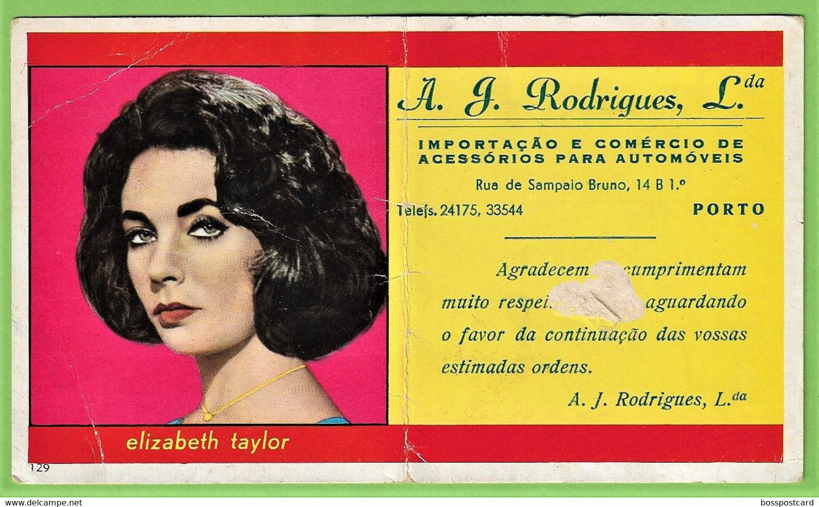 Porto - Mata-Borrão A. J. Rodrigues Elizabeth Taylor Blotter Buvard  Actress Cinema Theatre England Portugal - Cinéma & Theatre