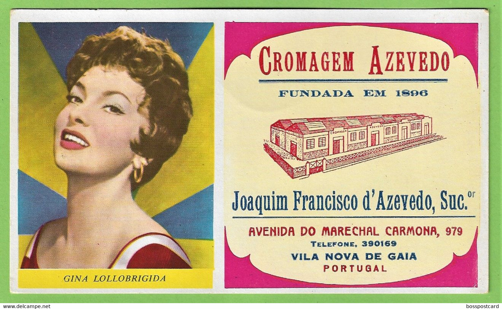 Gaia - Mata-Borrão - Cromagem Azevedo - Blotter - Buvard  - Gina Lollobrigida - Actress - Cinema Theatre Italia Portugal - Film En Theater