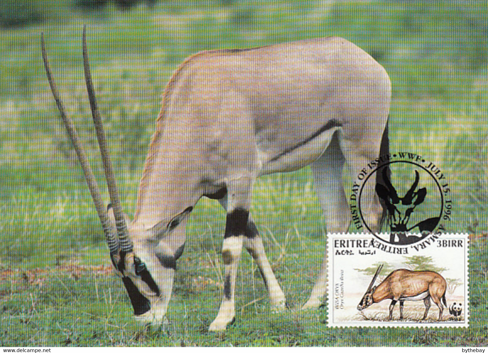 Eritrea 1996 Maxicard Sc #261b 3b Beisa Oryx WWF - Eritrea