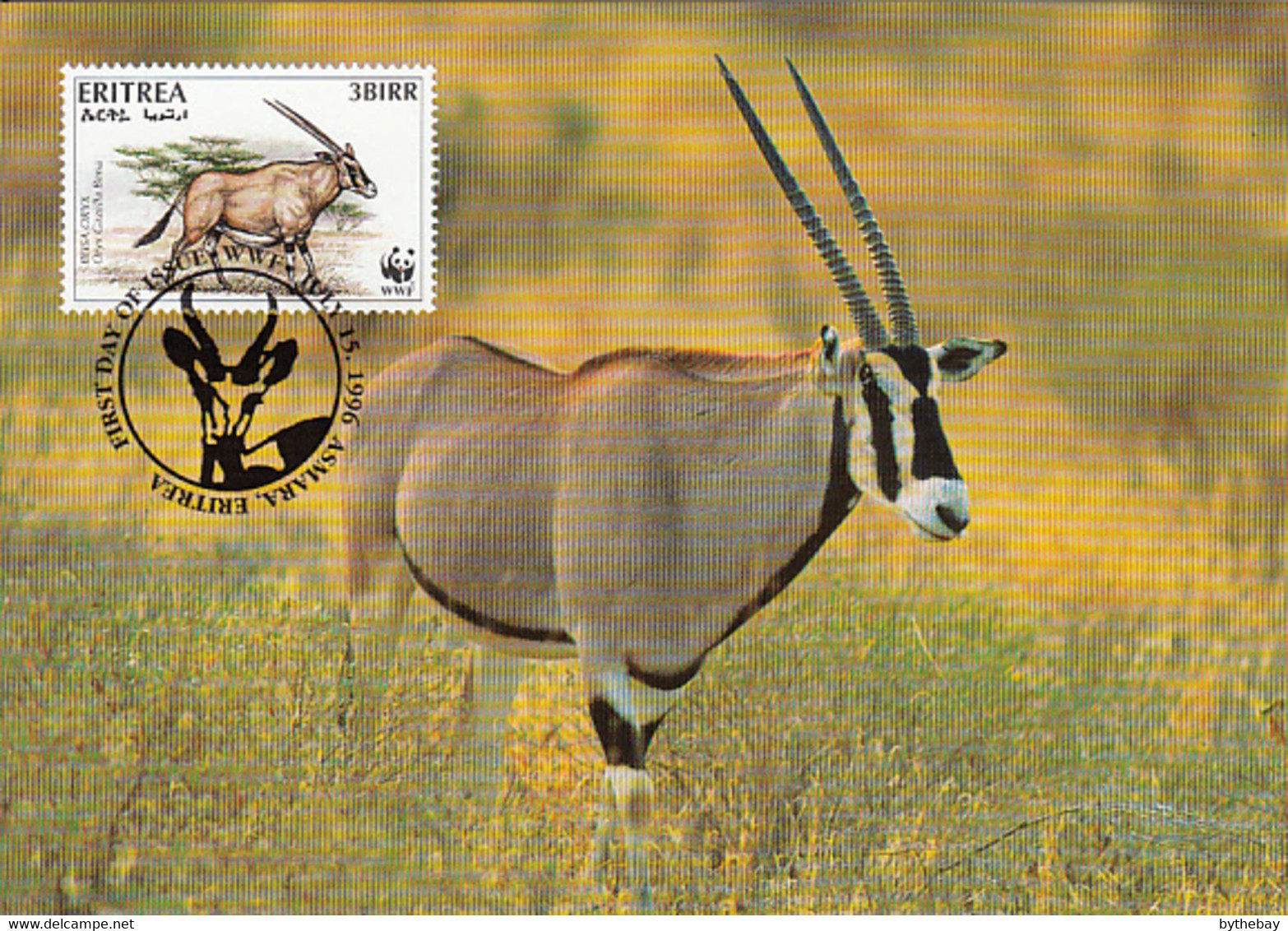 Eritrea 1996 Maxicard Sc #261d 3b Beisa Oryx WWF - Erythrée