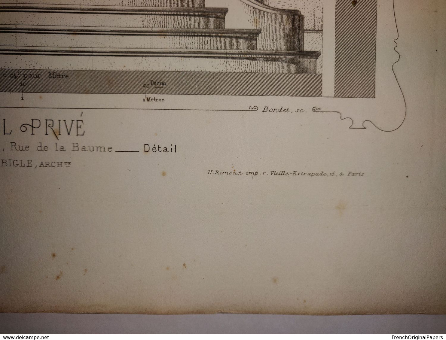 Planche Architecture Paris César Daly Architecte 1870 Maison Hôtel Privé Particulier 5 Rue De La Baume Porte Bigle P1 - Arquitectura