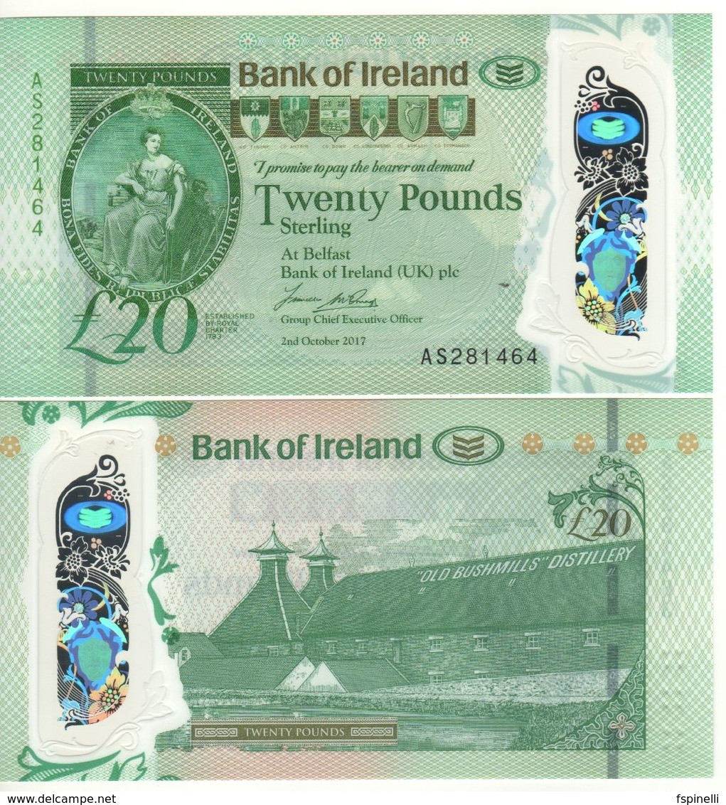IRELAND  Northern  Just Issued   £20  Bank Of Ireland  Polimer   2020 (dated 2nd October 2017)  UNC - 20 Pounds