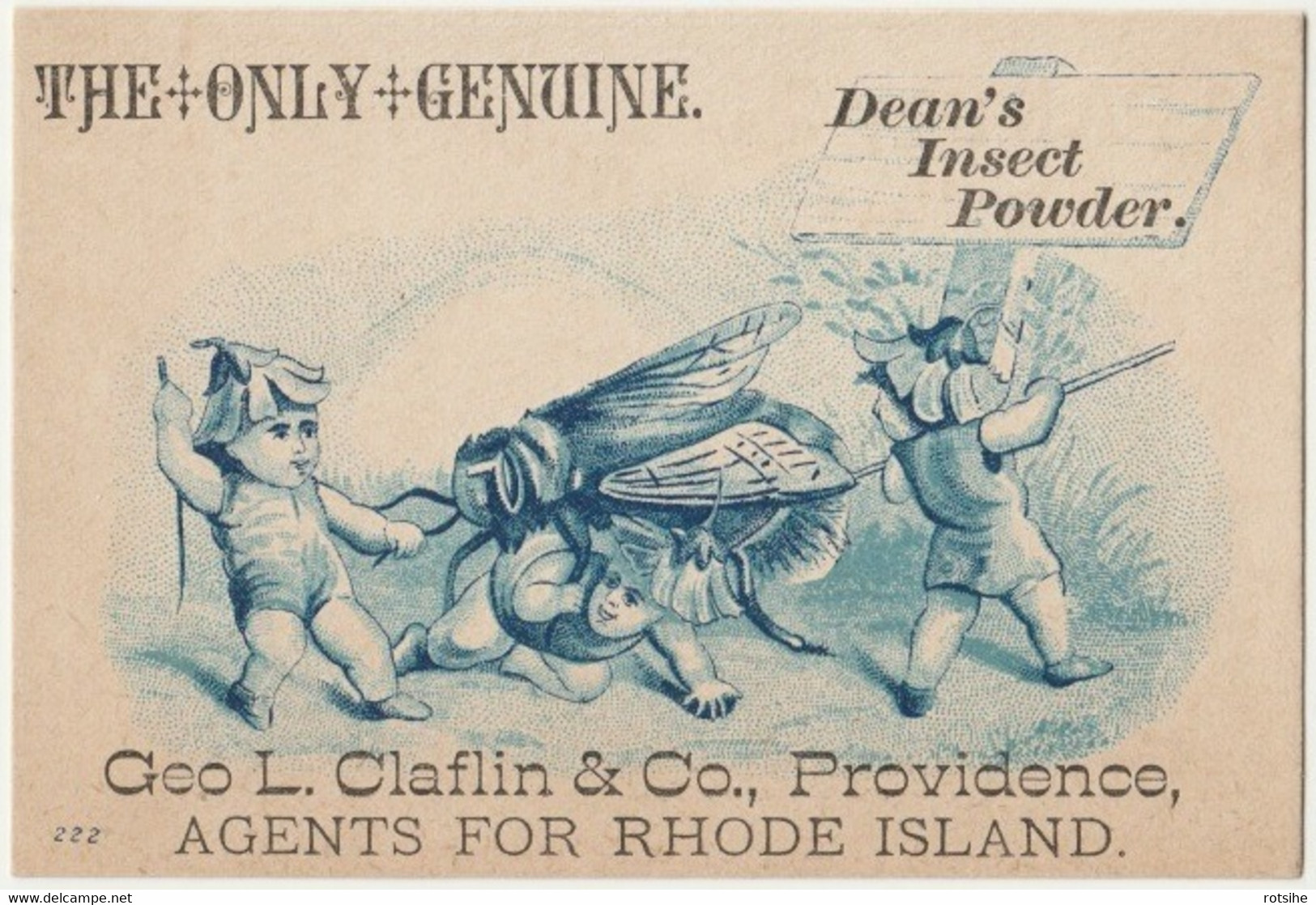 Vintage 1800's Victorian American Trade Card Dean's Insect Powder Providence Giant Fly Insects Chromo Américaine - Other & Unclassified