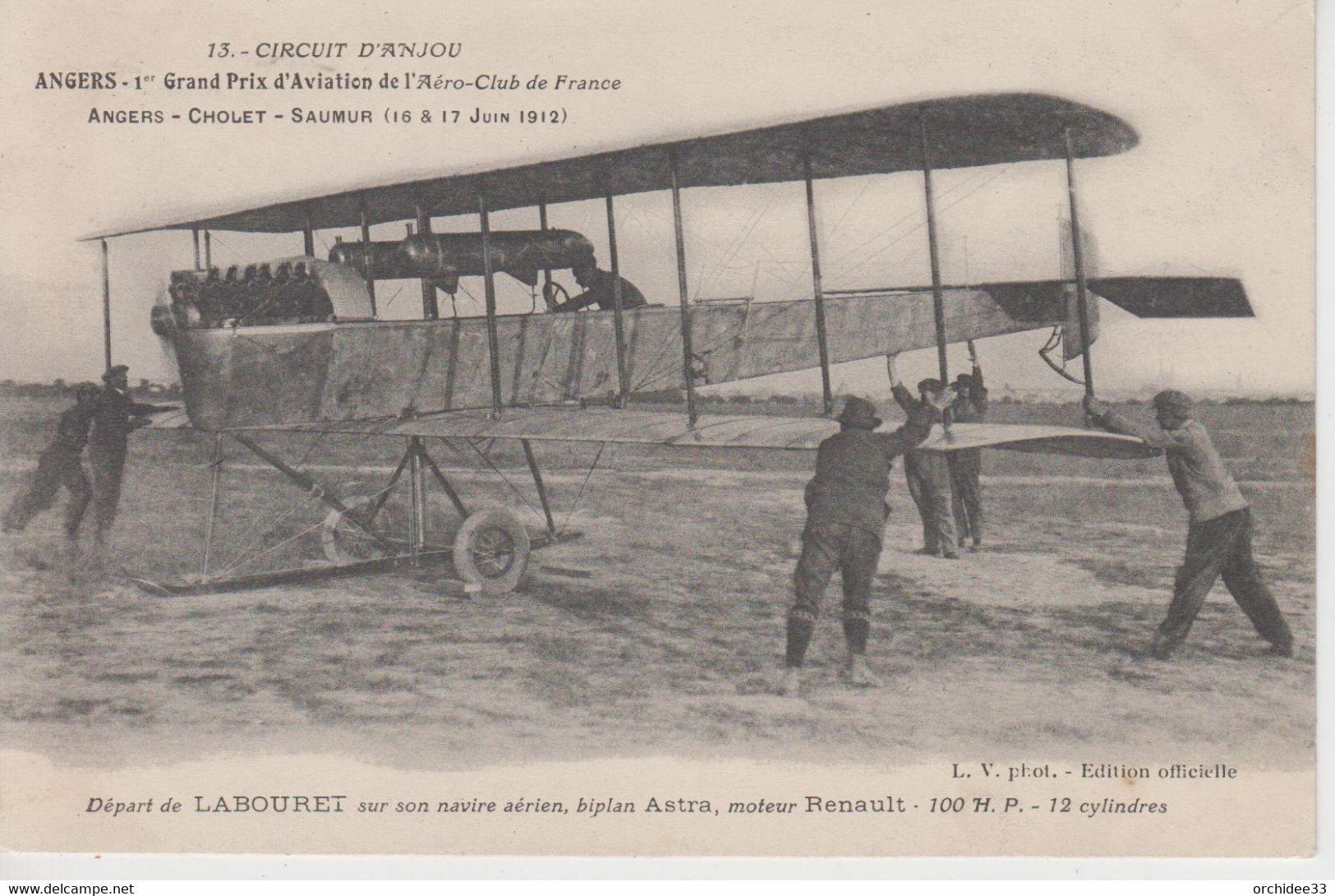 CPA Angers - Circuit D'Anjou - 1er Grand Prix D'Aviation ... Départ De Labouret Sur Son Navire Aérien, Biplan Astra, ... - Angers