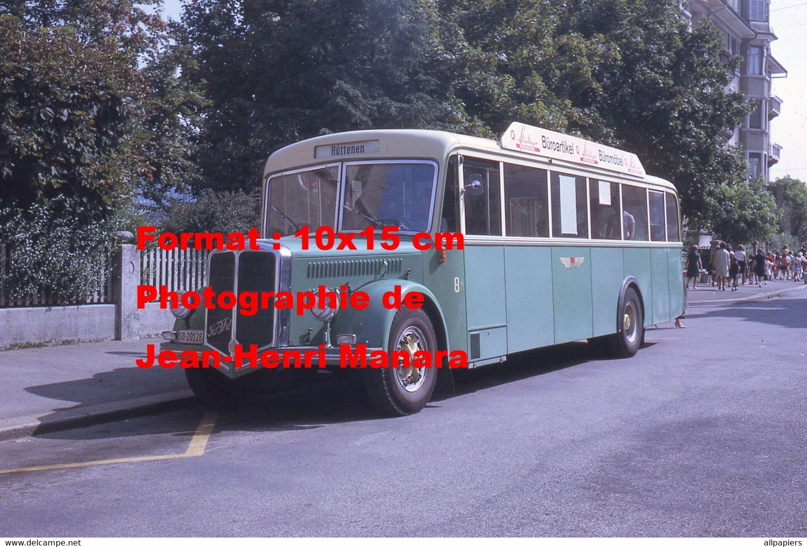 Reproduction Photographie D'un Bus FBW Ligne Ruttenen à Soleure En Suisse En 1968 - Autres & Non Classés