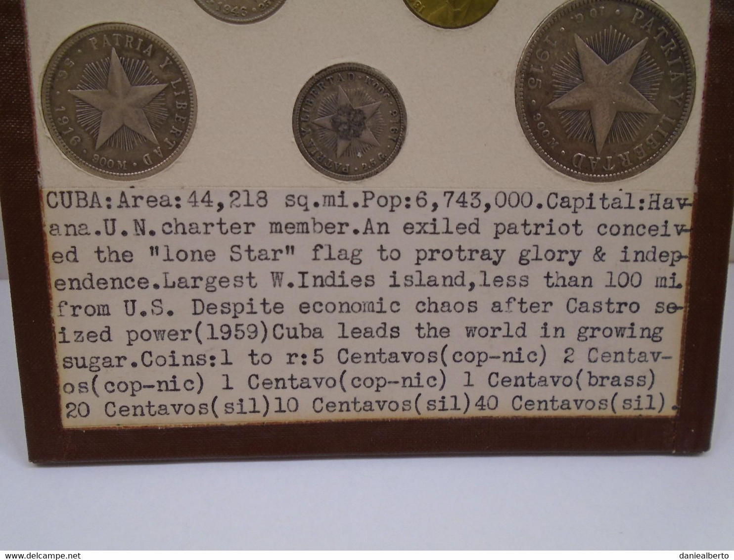 Cuba,(2)0.01 Cent 1946,1953(BRONCE),0.02 Cents 1915,0.10 Cents 1916,0.05 Cents 1920,0.20 Cents 1916,0.40 Cents 1915. XF. - Cuba